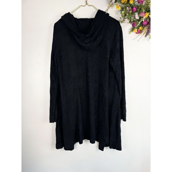 Barefoot Dreams Cozychic Lite Size M Open Front Cardigan Hoodie Black Pockets - Picture 4 of 6